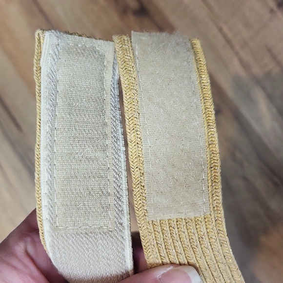 CAPPELLI STRAWORLD Tan Gold Paper Polyester Hook & Loop Adjustable Strap Visor - Picture 10 of 12